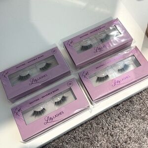 Lilly Lashes INVITING Invisible Band 3D Faux Mink Half Lash Lot of 4 - NWT